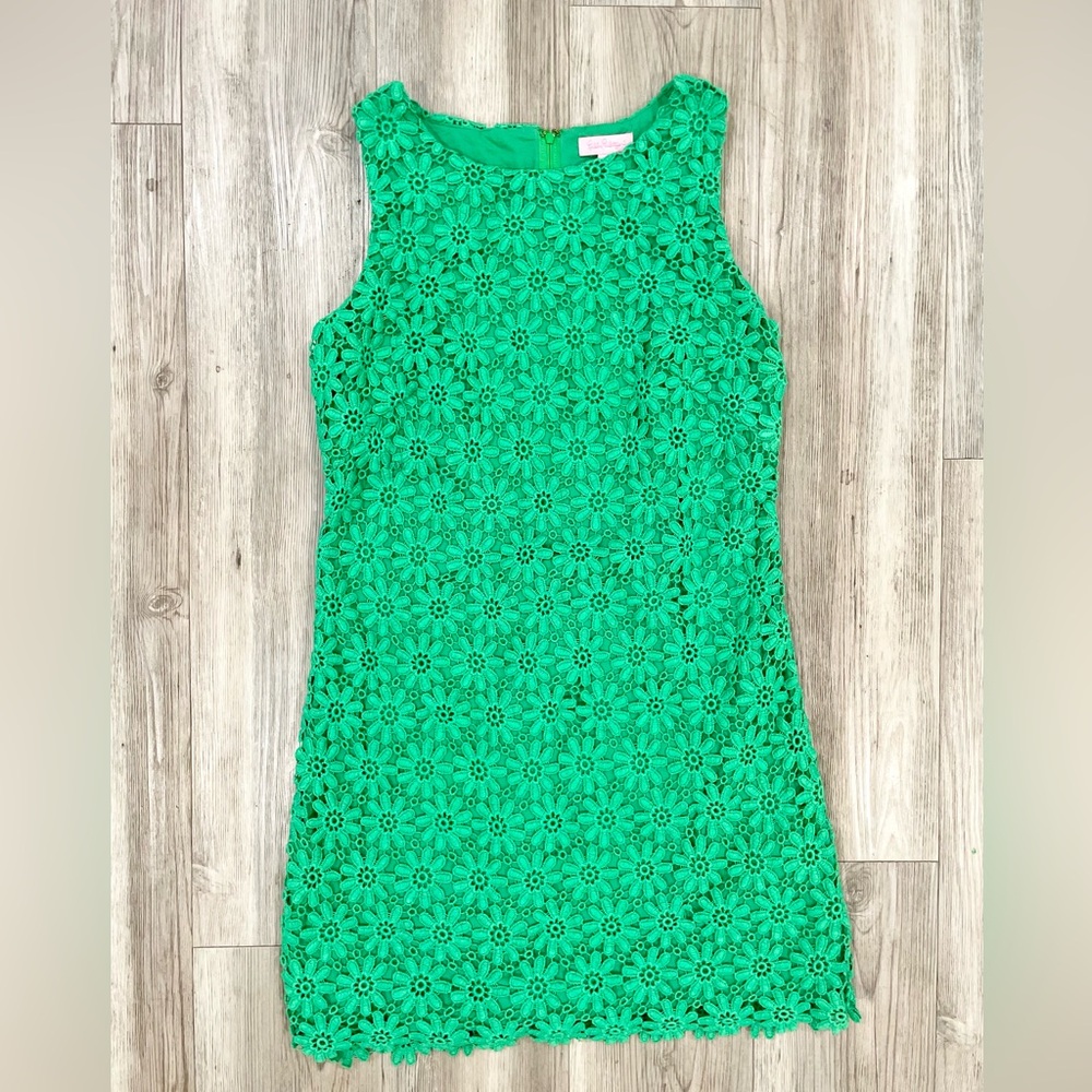 Lilly Pulitzer Vibrant Green Daisy Lace Mini Dress